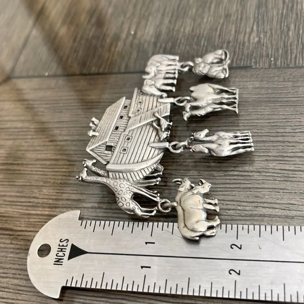 Vintage JJ Jonette Jewelry Pewter Spoontiques Noah’s Ark Animal Pin - Pin Art